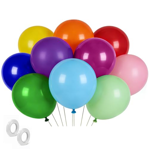 Image of Assorted Rainbow Balloons 30 Pack 18 inch Round Bright Latex Balloons Assorted Colors for Birthday Baby Shower Wedding Party Birthday Decorations Supplies Arch Garland