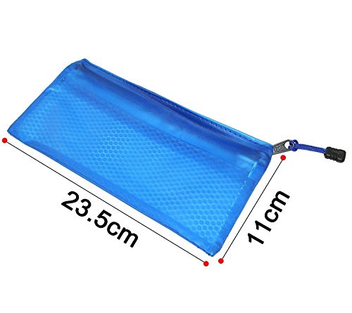 Image of TULMAN 10 Pieces Transparent Waterproof Storage Pouch Travel Organizer Mesh Bag with Zipper for Cosmetic Jewelry Makeup Pen Pencil Case (Color May Vary) (Stationery Pouch 10)