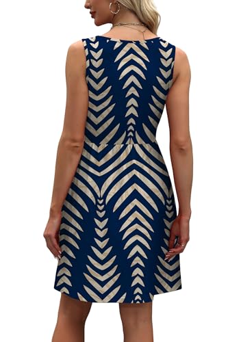 Image of WIHOLL Women's Summer Dress 2026 A-Line Sleeveless Casual Sundress with Pockets Floral /Solid