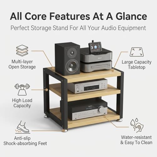 Meuble platine vinyle et rack audio pour composants stéréo