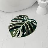 Cute Absorbent Bath Mat for Bathroom, Non Slip Soft Green Leaf Shaped Bath Rug, 28” x 31”