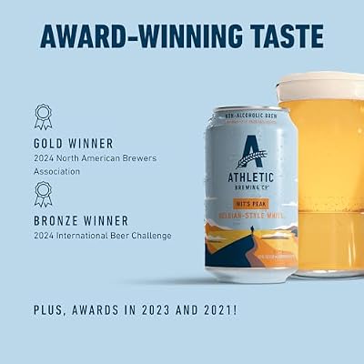 Athletic Brewing Company Craft Non-Alcoholic Beer - 12 Pack x 12 Fl Oz Cans - Wit's Peak - Low-Calorie, Award Winning, 100% Vegan - Exploding with Cues of Citrus, Coriander, and Wheat
