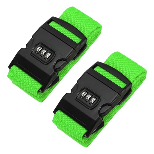 Image of PATIKIL Luggage Straps, 2 Pack Suitcase Straps Adjustable Luggage Belts Strap with Combination Lock for Luggage Suitcases Travel, Green