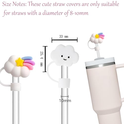 Image of 8Pc Straw Cover for Stanley Cup, Silicone Straw Topper for Stanley Cup 30&40oz with Tumblers, 10mm 0.4in Lid Accessories (Reusable)