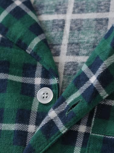 Esenchel Men's Cotton Flannel Sleep Shirt Button Down Pajama Top4