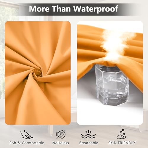Funda de colchón transpirable King impermeable protector lavable bolsillo profundo naranja 3