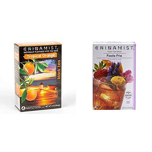 China Mist - Naturally Flavored Tropical Orange Black Iced Tea Bags - Each Tea Bag Yields 1/2 Gallon & Fiesta Fria Black Iced Tea Bags - Each Tea Bag Yields 1/2 Gallon #TOP10