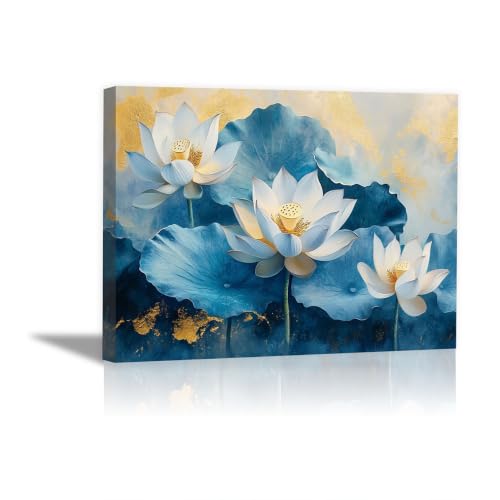 Toile lotus blanc de qualité supérieure avec encadrement élégant pour décoration murale