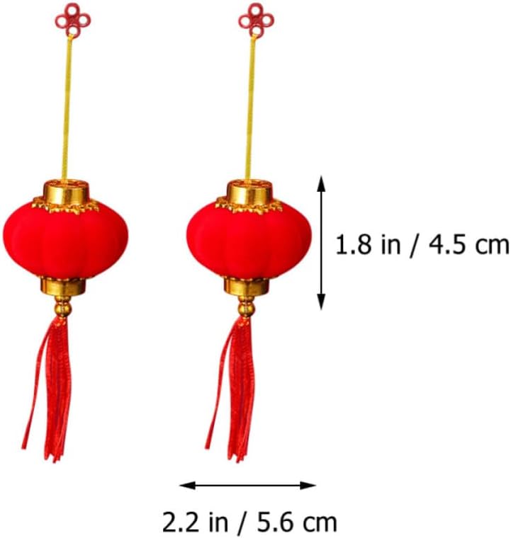 Red Flocking Cloth Lanterns 20pcs for Chinese New Year Hanging Decor
