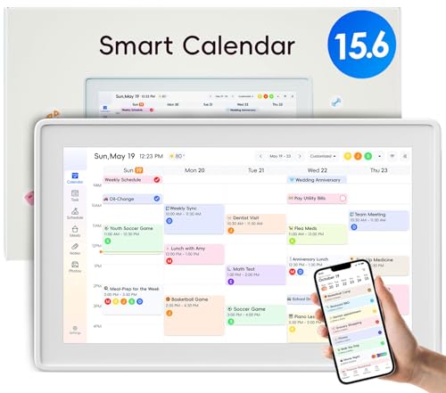 Digital Calendar, 15.6 Inch Upgraded Wall Planner Electronic Calendar &