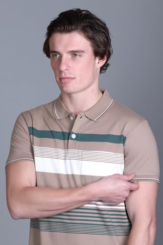 Image of SANE ORIGINALS T-Shirt for Men with Pocket || Textured Striped Polo for Men