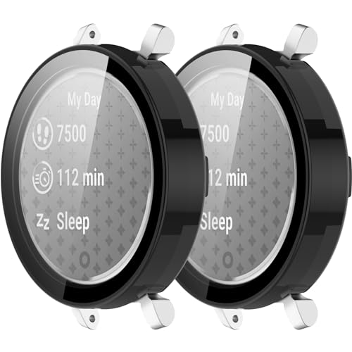 Chofit Intended for Garmin Lily 2 Case Screen Protector Hard PC Bumper Full Face Cover for Garmin Lily 2 Protective Case Smartwatch Accessories (Black&Black)