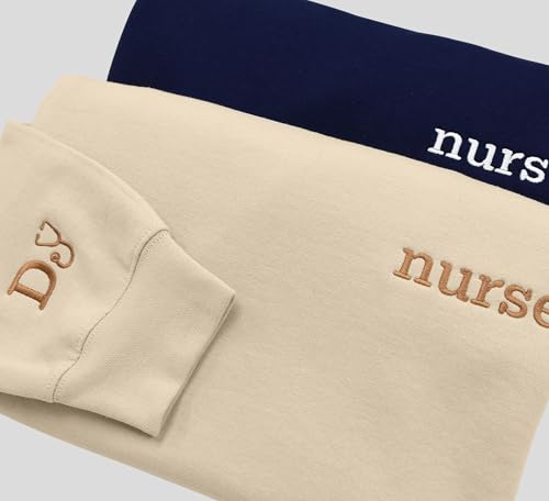 NACRE APPAREL Custom Embroidered Nurse Sweatshirt Hoodie Add Your Name Text Embroidered Nursing Life RN LPN Registered Gift3