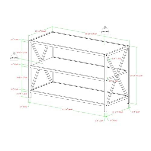Walker Edison 2 Tier Open Shelf Industrial Wood Metal Bookcase Tall Bookshelf Home Office Storage, 40 Inch, Driftwood #TOP2