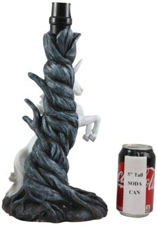 Ebros Gift Enchanted Lights Rearing Mystical Rare White Unicorn Sculptural Desktop Table Lamp with Cloudy Skies Color Printed Shade 19"Tall As Fantasy Home Decor of Unicorns Magic Elixir of Youth