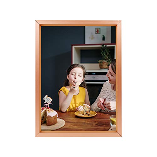 Frametory, Aluminum Tabletop Frame Collection, Ivory Color Mat for Pictures & Real Glass, 5x7 for 4x6 Photos (Rose Gold)