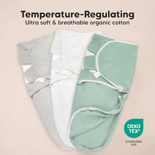 Image of Baby Swaddle Sleep Sacks with Zipper - 3-Pack Swaddles for Newborns 3-6 Months, Infant, Baby Girls, Boys, Soft & Durable Newborn Sleep Sack, Easy Diaper Change Swaddling Blanket (Sage, L)