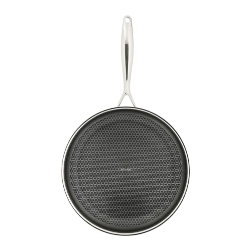 Sitram 715066 Poêle en Acier Inoxydable Triply Ø 30 cm - Revêtement Nid d'Abeille Anti-Adhésif et Anti-rayures, sans PFOA - Tous Feux dont Induction, Gris...