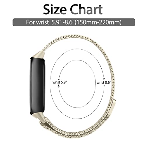 Vancle Strap Compatible with Fitbit Luxe Straps for Women Men, Stainless Steel Mesh Loop Adjustable Wristband Replacement Strap