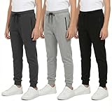 PB Boys Sweatpants 3-Pk, Active Fleece Joggers for Boys with Cargo Or Zipper Pockets & Drawstring, Athletic Sweatpants 8-20