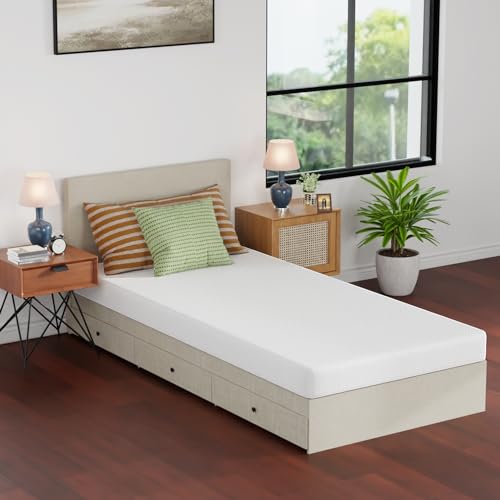 Image of FDW | 5 Inch Twin XL Mattress | Medium Firm | Gel Memory Foam Mattress | White | Bed in a Box, CertiPUR-US Certified | Pressure Relief, Cooling Ventilated Foam | Washable Removable Cover