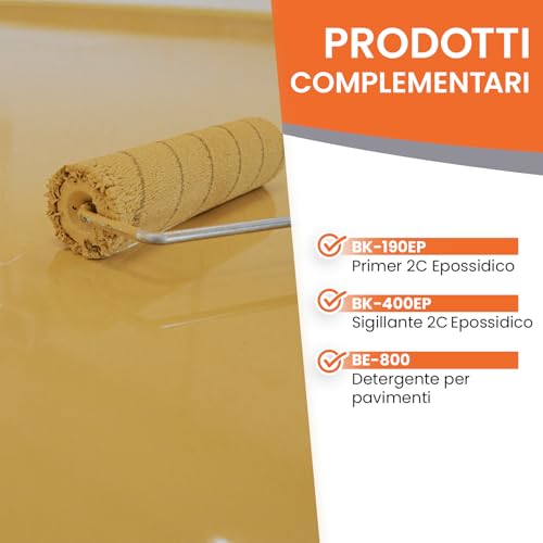 Bekateq 2C Resina Epossidica 5Kg Beige I Pittura Per Pavimenti Industriali, Garage, Officine I Vernice Per Calcestruzzo A Basso Odore, Rivestimento Per Pavimenti Interni E Esterni BE-702 - 5