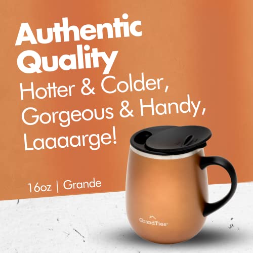 Grandties Isolierter Kaffeebecher mit Griff – Schiebedeckel für spritzwassergeschützte 460 ml-Form Thermosbecher mit doppelwandigem Vakuum… – Ansicht 2