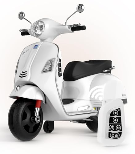 Image of KidsROAR 12V Electric Bike for Kids with Remote Control, Battery Operated Scooter Bike for Boys & Girls, Wide Seat, Music & Lights, Safe Ride-On for 2-6 Years, Manual & Remote Control (White)