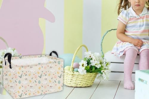 Image of Essme Rectangular Shelf Basket for Kids, Toy Organizer, Easter Gift. (Flower Easter Eggs)