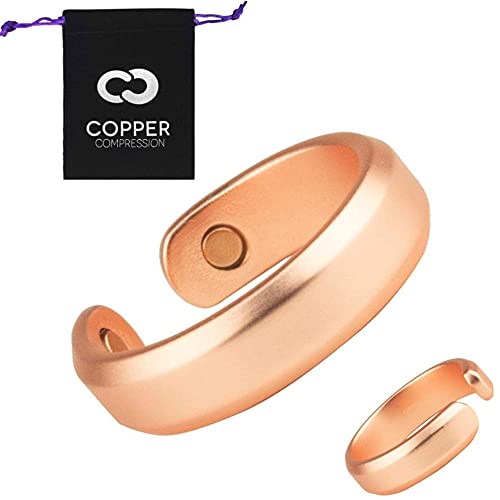 Copper Ring for Arthritis by Copper Compression - 99.9% Pure Copper + Magnetic Therapy Relief Ring for Men + Women. Magnet Therapy Jewelry Rings for Arthritis, Carpal Tunnel, Fingers, Thumb, Hands - M