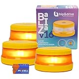 Baliza V16 Homologada DGT con Geolocalización | Luz de Emergencia Coche LED 360° 1km | Conectada DGT 3.0 | Resistente a la Lluvia | Indicador de Batería y Base Imantada | Bip&Drive (Pack x3)