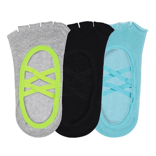 Image of Mint & Oak Pilates Socks with Grips for Women, Ankle Length Non-Slip Yoga Socks, Cotton Ideal For Yoga, Pilates, Gym, Workout, Cute Women's Gift