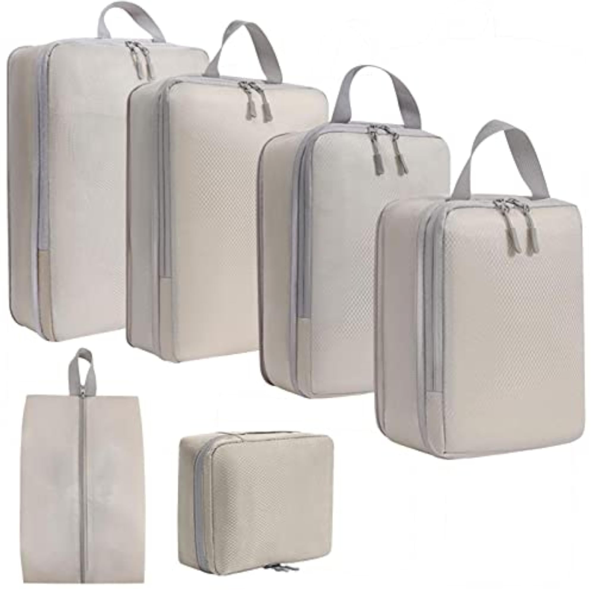 6 Pieces Compression Packing Cubes Laundry Bags for Camping