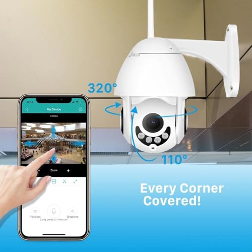 Image of TMY Full HD1080P Wi-Fi IP66 PTZ V380 PRO Camera Pan Tilt Surveillance Camera, Two Way Audio /Motion Detection /Best Night Vision /Waterproof CCTV Camera (TMY33)