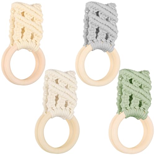 4Pcs Crochet Towel Loop Ring Nonslip Knit Washcloth Holder Dish Towel Holder Hook for Stove Dishwasher Cabinet(4,Multicolor)
