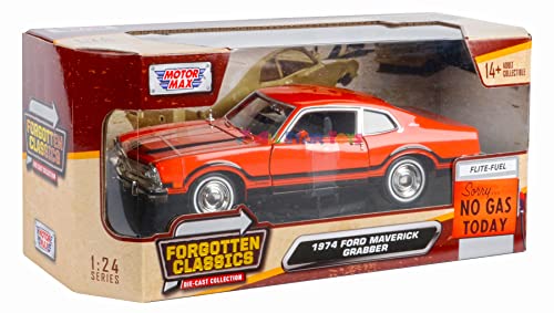Modelo de auto 1974 Maverick Grabber Orange 1:24 Diecast miniatura 7