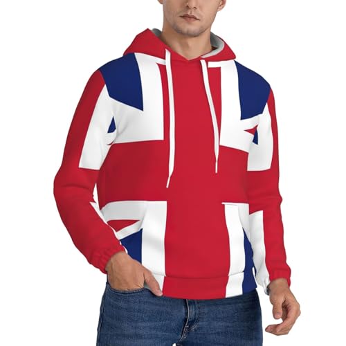 Sweat à capuche chaud pour homme imprimé drapeau Royaume-Uni