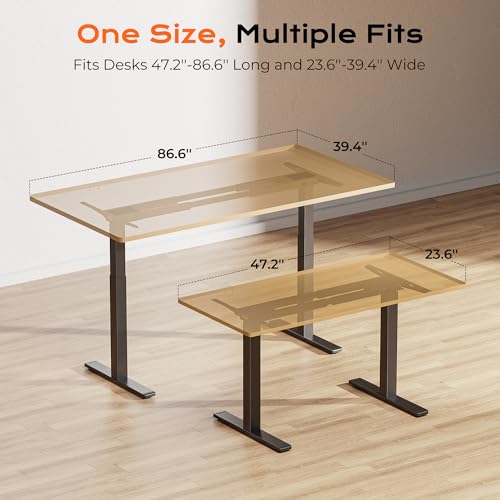 Image of Huuger Dual Motor Electric Standing Desk Frame, Sit Stand up Desk Leg for 47.2 inch to 86.6 inch Desktop, Computer Desk Leg with Cable Tray, 3 Memory Height Presets, 2 Hooks, Black Frame Only