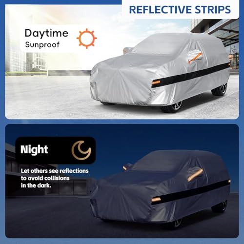 Image of 10 Layers Hatchback Car Cover Waterproof Breathable,100% Waterproof Outdoor Car Covers Custom Fit for VW Golf, Ford Focus, Hyundai i30, Seat Leon, Volvo V40, Vauxhall Astra, Citroen C4, Etc.