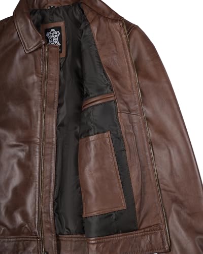 Image of fjackets Mens Leather Jacket - Real Lambskin Cafe Racer Moto Biker Stand Collar Jacket
