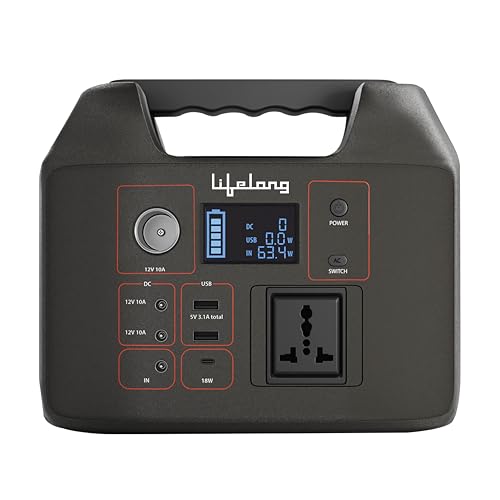 Image of Lifelong 256Wh LiFePO4 Portable Power Station - 10-Year Battery Life, 230V 50Hz, Power 6 Appliances at Once, Fast Charging, Home & Outdoor Use