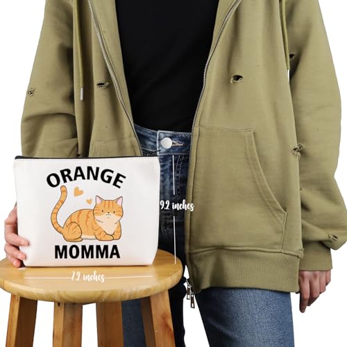 VAMSII Tabby Cat Lover Gift Momma Makeup Bag - Orange Cat Mom Cosmetic Bag - Owner Gift2