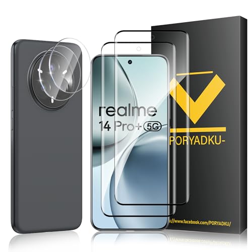 HOMEMO Protection D'écran pour Realme 14 Pro+ / Realme 14 Pro Plus 5G 6,83 Pouces, Verre Trempé 2 Pièces + Caméra Protecteur 2 Pièces, Anti-empreintes digitales, 9H Dureté, Sans Bulle