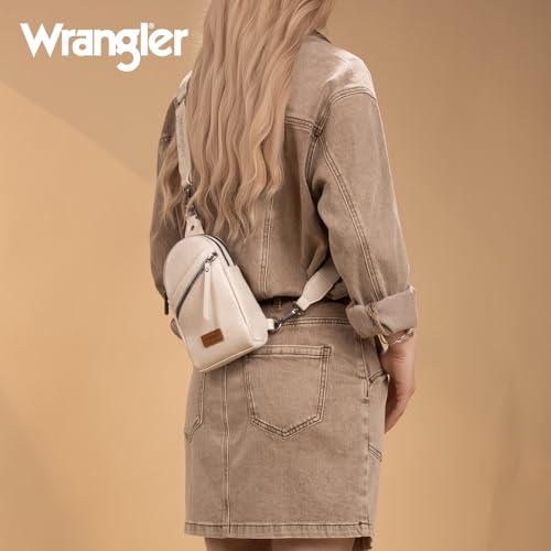 Image of Wrangler Small Sling Bag for Women, Leather Crossbody Bags Cross Body Purse Fanny Packs with Adjustable Strap for Gift