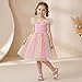 Toddler Girl Tulle Dress Girls Tutu Ruffle Party Dresses Summer Rainbow Floral Fashion Casual (Pink #2,6 Years)