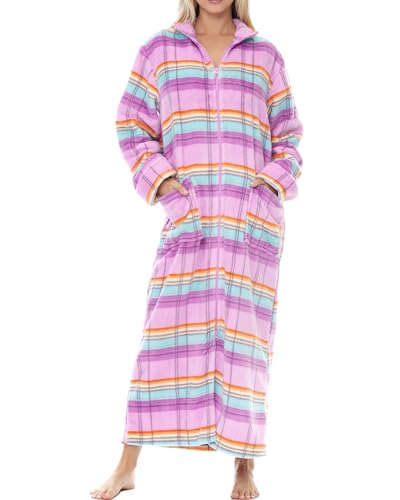Image of Alexander Del Rossa Long Zip Up Robes, Plush Zipper Robes for Plus Size, Housecoats Zipper Front