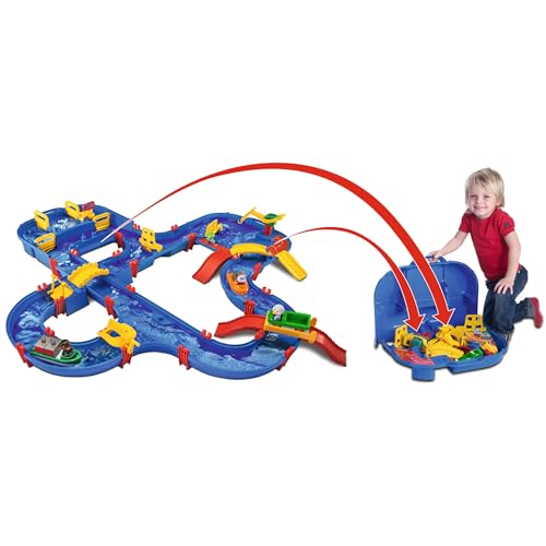 AquaPlay - AmphieWorld - 145x156 cm große Wasserbahn, inklusive 79 Teilen, Spieleset inklusive 2 Boote, Amphibienauto und 3 Spielfiguren, für Kinder ab 3 Jahren