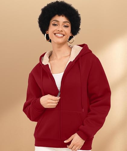 Image of SWISSWELL Hoodies for Women Winter Fleece Sweatshirt - Full Zip Up Thick Sherpa Lined Hooded Jacket