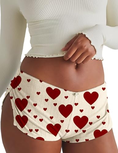 Image of FaroDor Cute Micro Pajamas Shorts for Women Low Rise Side Slit Ruched Lounge Shorts Pj Bottoms