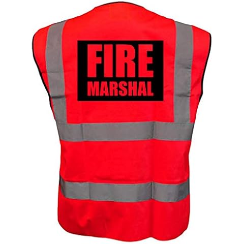 Fire Marshal Vest Hi Vis High Visibility Printed Safety Viz Waistcoat (X-Large, Red) Cover